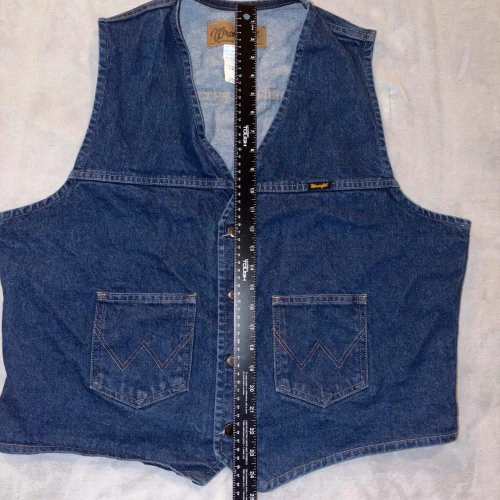 Vintage Wrangler Denim Vest XL Western Cowboy‎ Trucker Blue Jean Button 74130PW